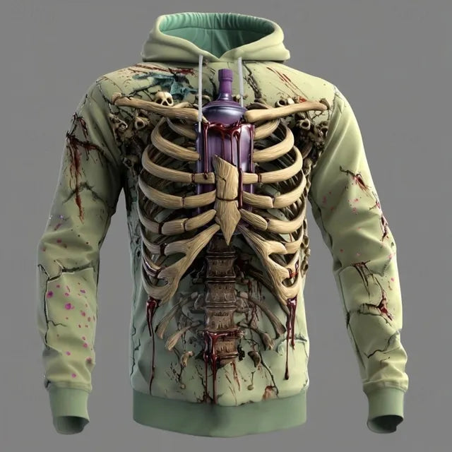 Men's Halloween 3d Skull Print Hoodie