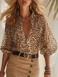 Bohemian Resort Leopard Print Chiffon Shirt