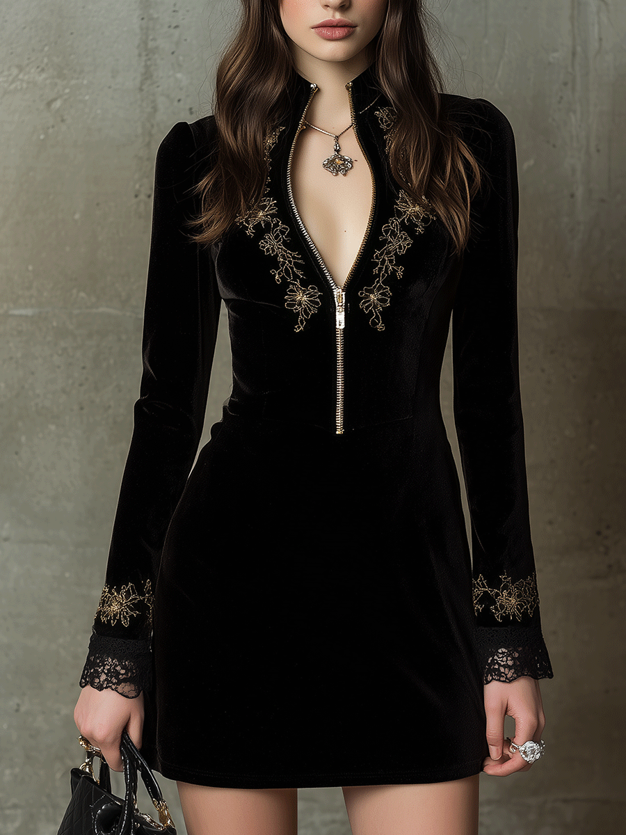 Mini Dress with velvet – Best Value