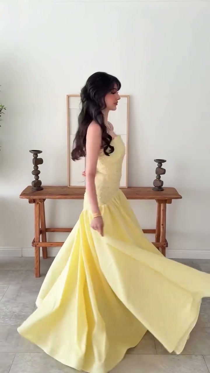 butter-yellow-strapless-ball-gown-boned-bodice-drop-waist-prom-dress