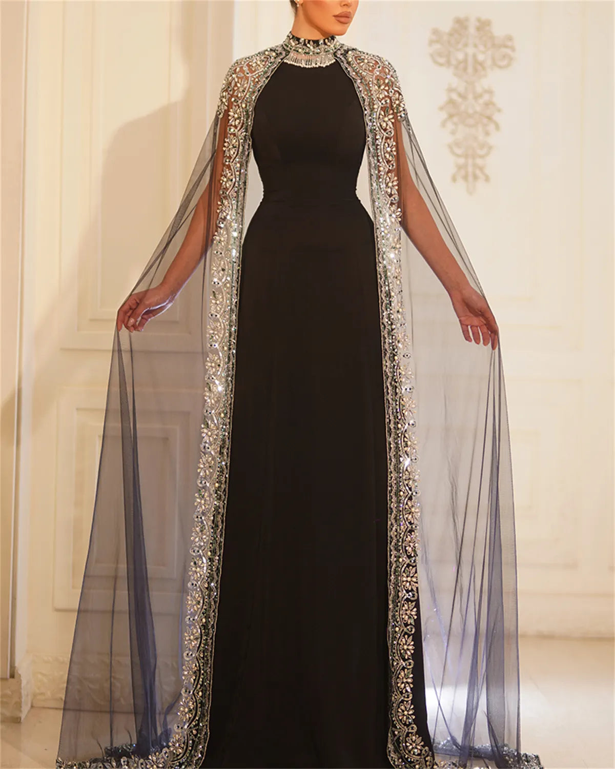 Women's Mesh Sequin Evening Dress - 01