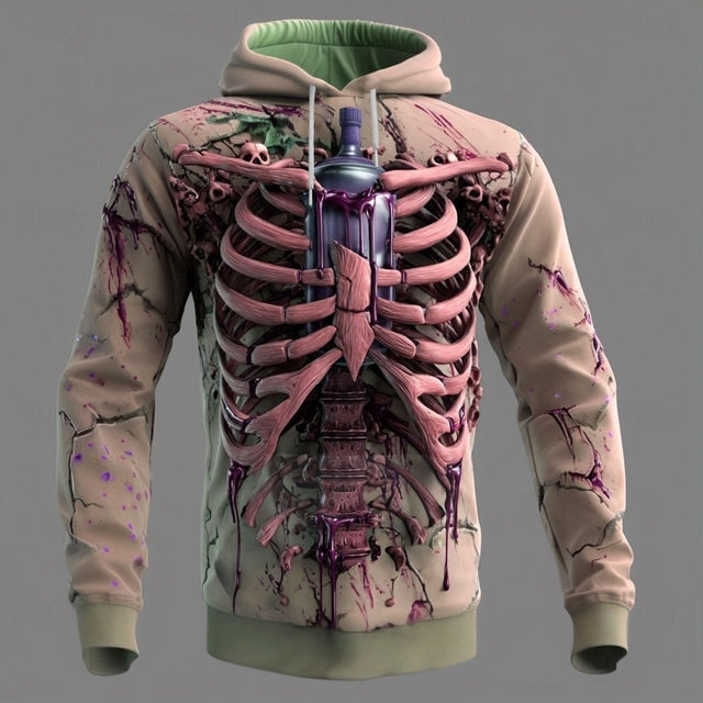 Men's Halloween 3d Skull Print Hoodie
