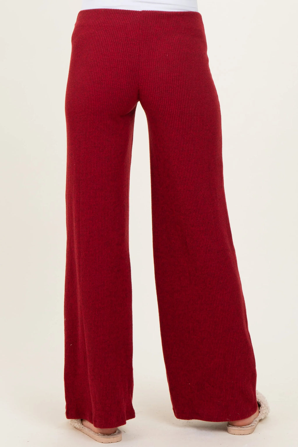 Red Brushed Knit Flare Leg Maternity Pants