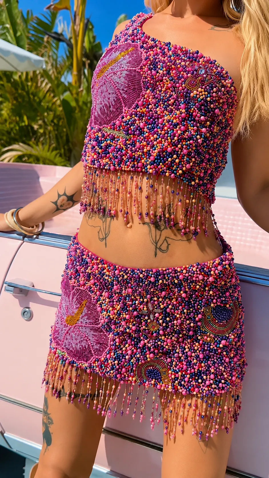 Paradiso Multicolor Beaded Fringe Two‐Piece Setets