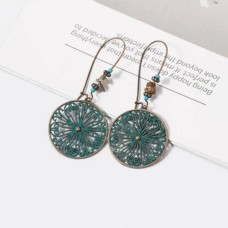 Ethnic Style Retro Hollow Pattern Geometric Earrings