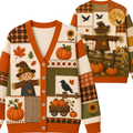 Chaotic Club Pumpkin Patchwork Halloween Cardigan