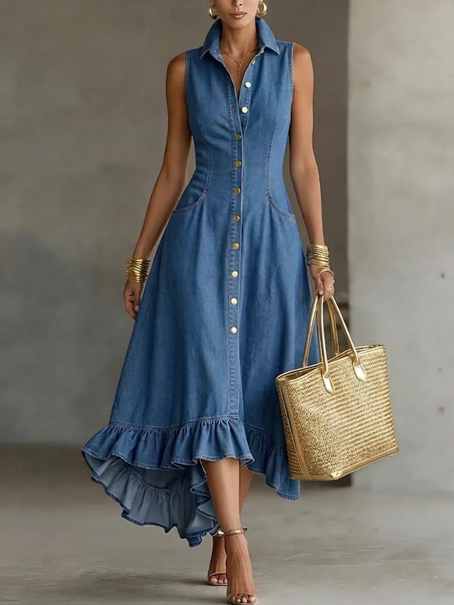 Elegant Midi Dress in denim, Best Value