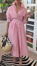 Vertical Stripe Wrap Waist Two Piece
