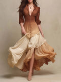 Boho Ombre Lace Trim Flowy Maxi Dress