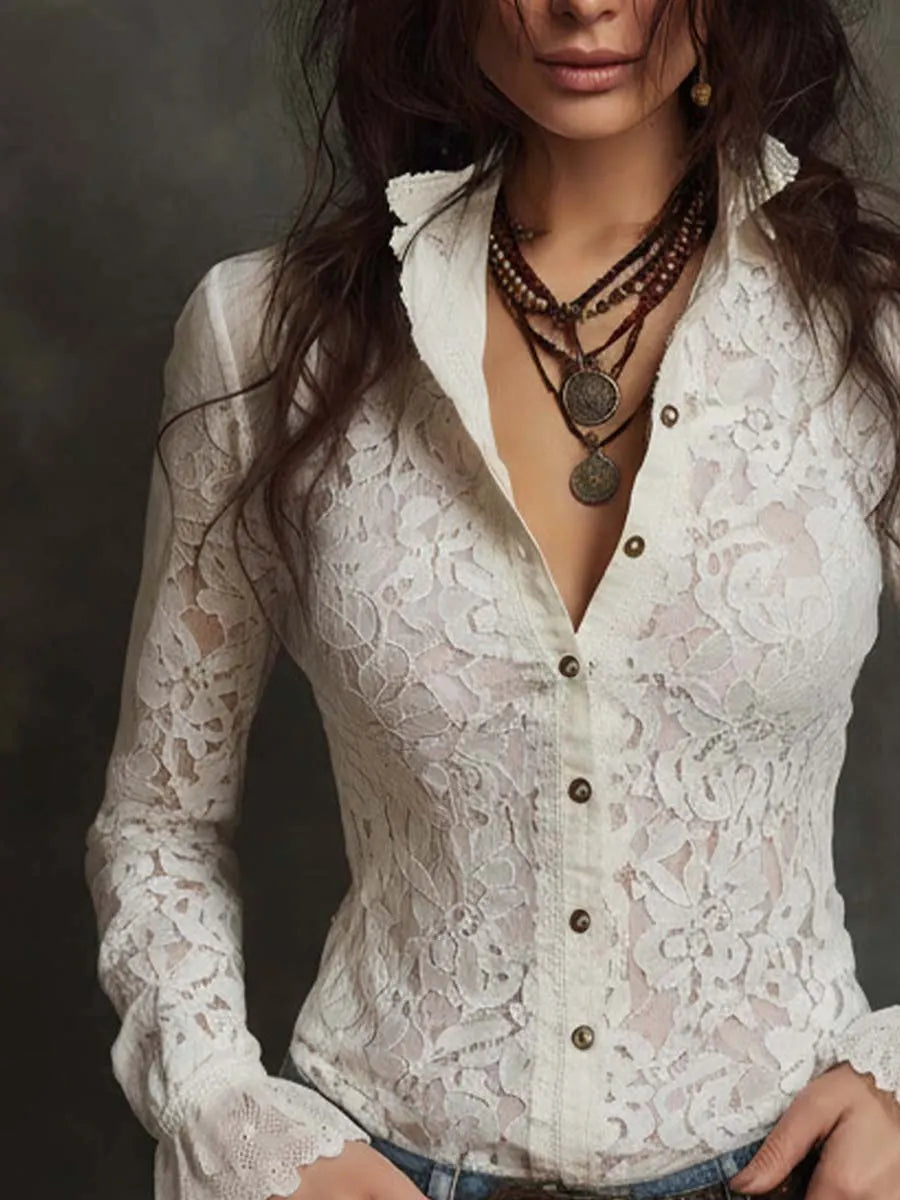 Retro Blouse in lace, Premium Look