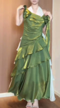olive-green-one-shoulder-ruffle-gown-asymmetric-tiered-maxi-dress