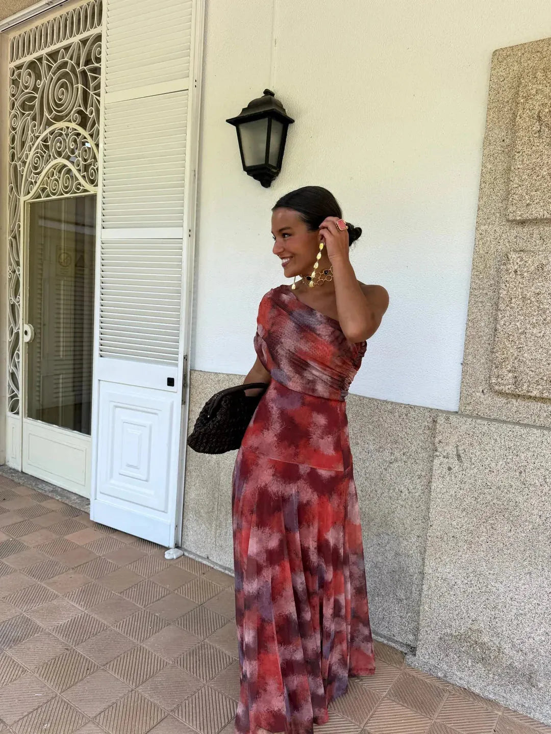 Toledo One Shoulder Mesh Maxi Dress