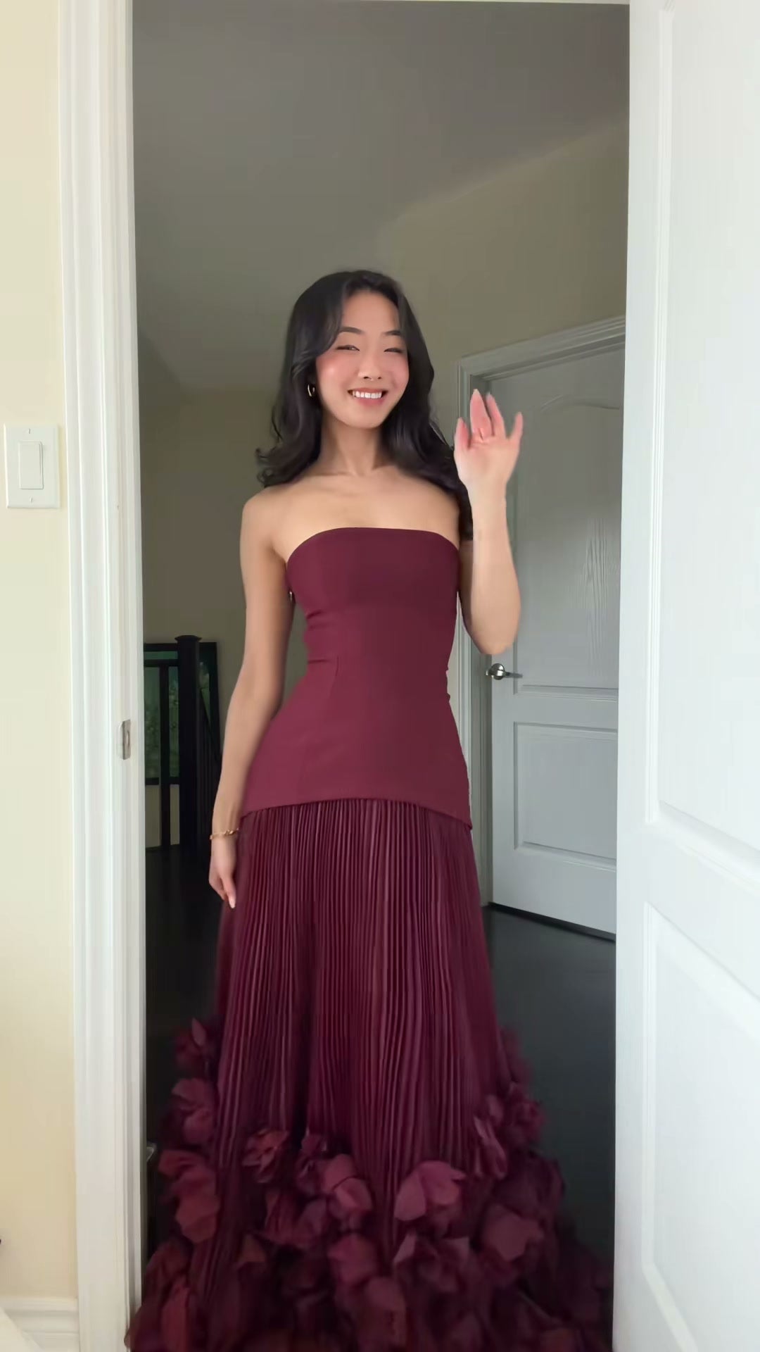burgundy-strapless-gown-corset-bodice-pleated-maxi-dress-with-ruffle-hem