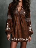 Boho Mini Dress in suede, Premium Look