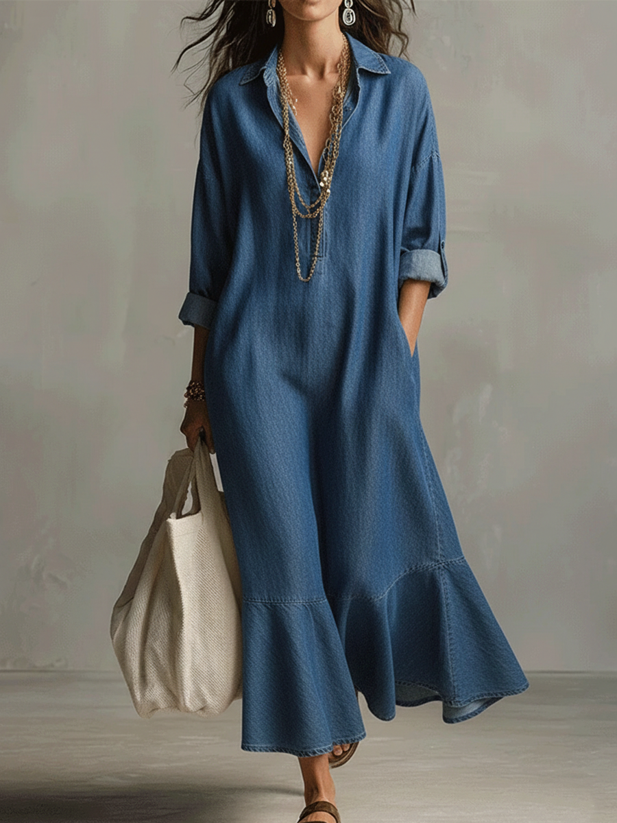 Romantic Dress in denim, Premium Look
