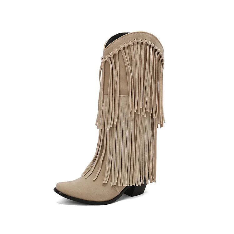 Women's Vintage Tassel Western Boots