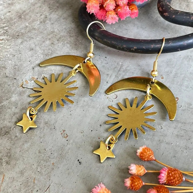 Sun Moon Star Earrings