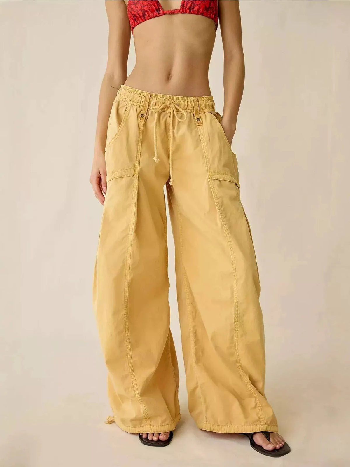 High-Waisted Cargo Wide-Leg Pants
