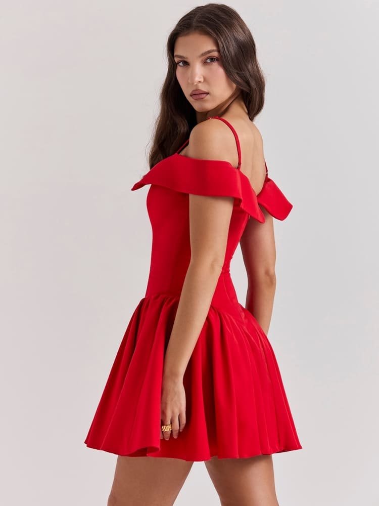 Scarlet Off-Shoulder Spaghetti Strap Mini Dress
