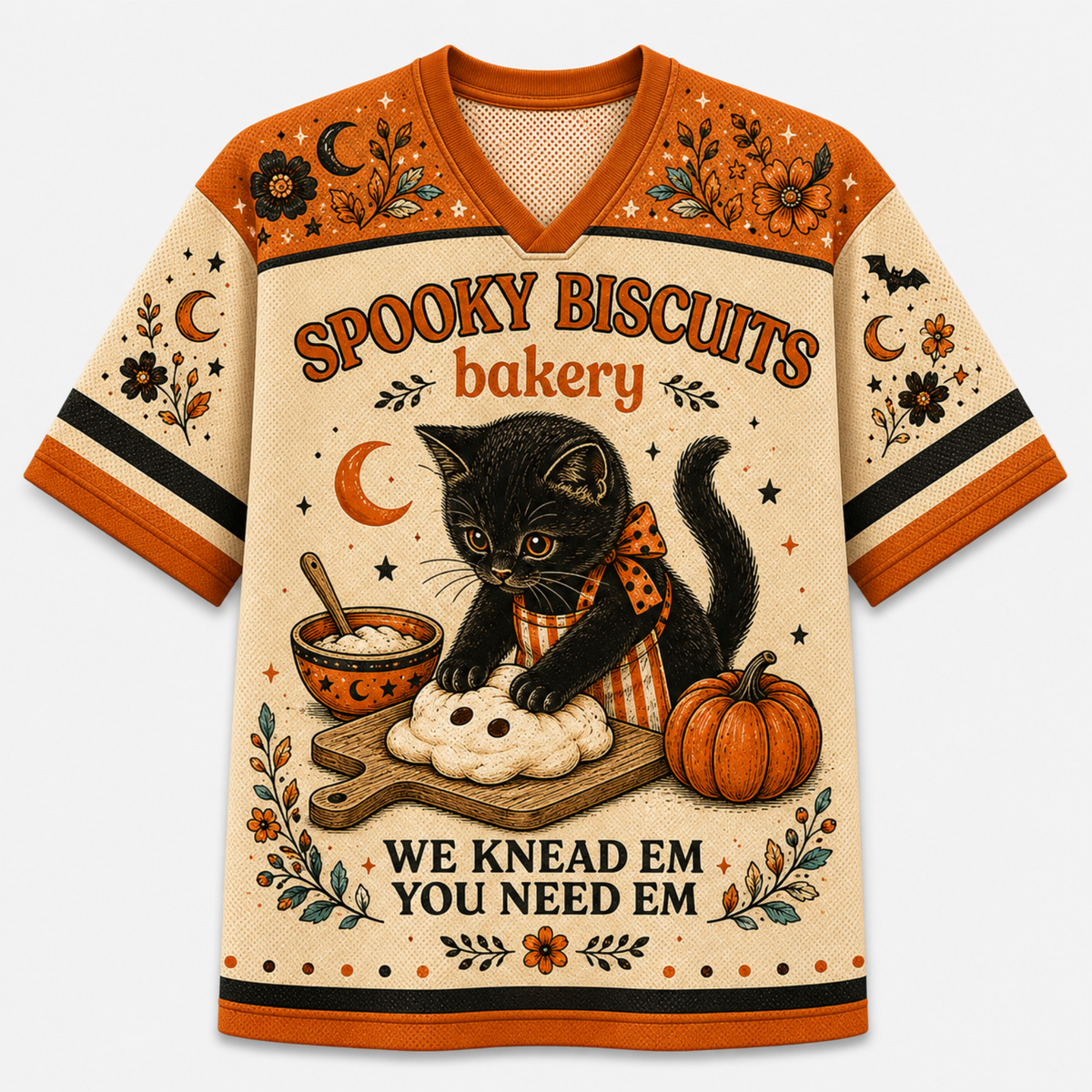 Chaotic Club Black Cat Spooky Biscuits Bakery Mesh Jersey
