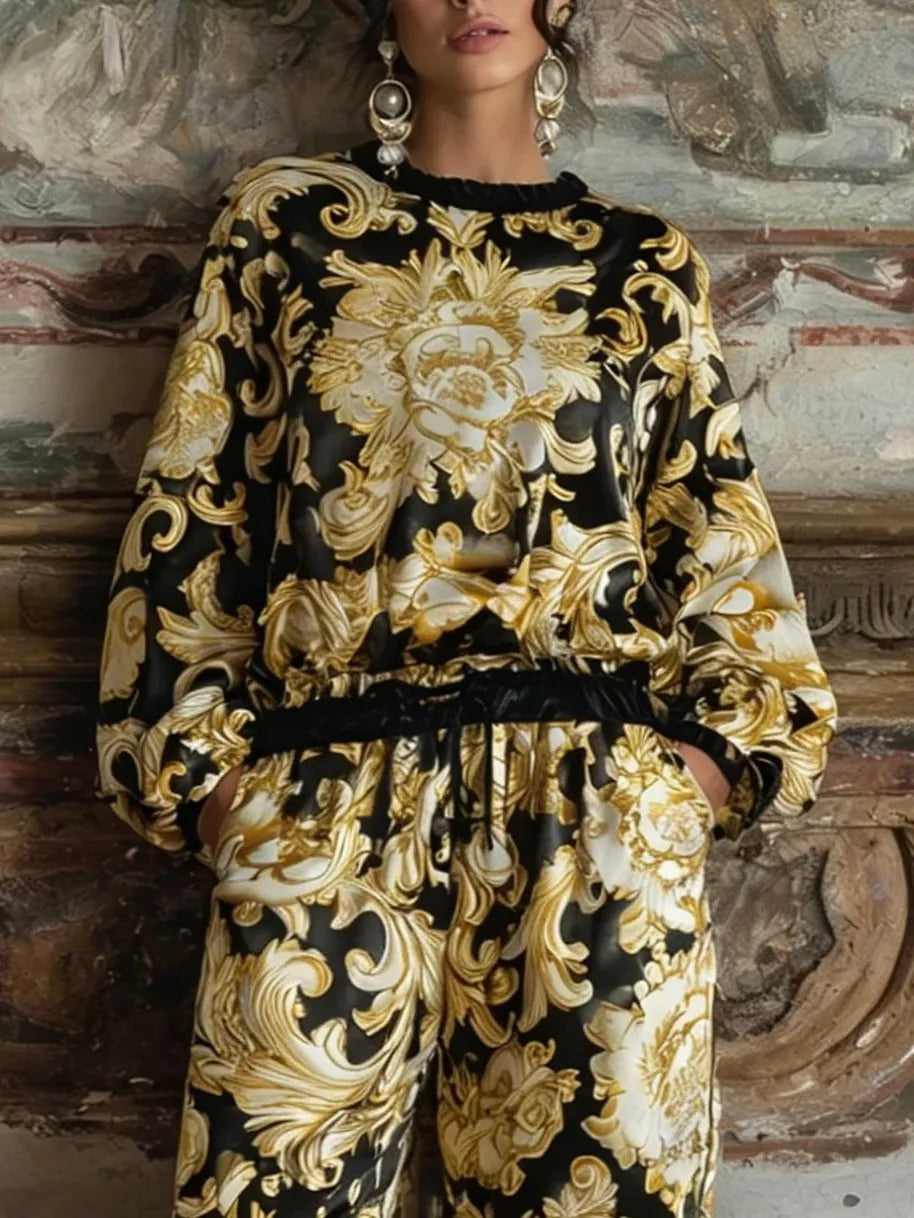 Floral Loungewear Set in Baroque Print – Relaxed Fit, Smart Price