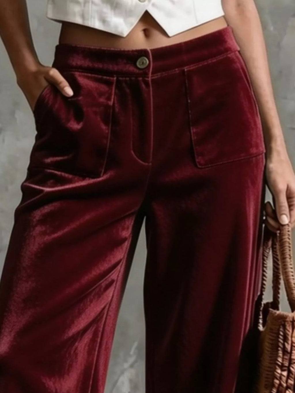 Women's Velvet Wide-Leg Pants
