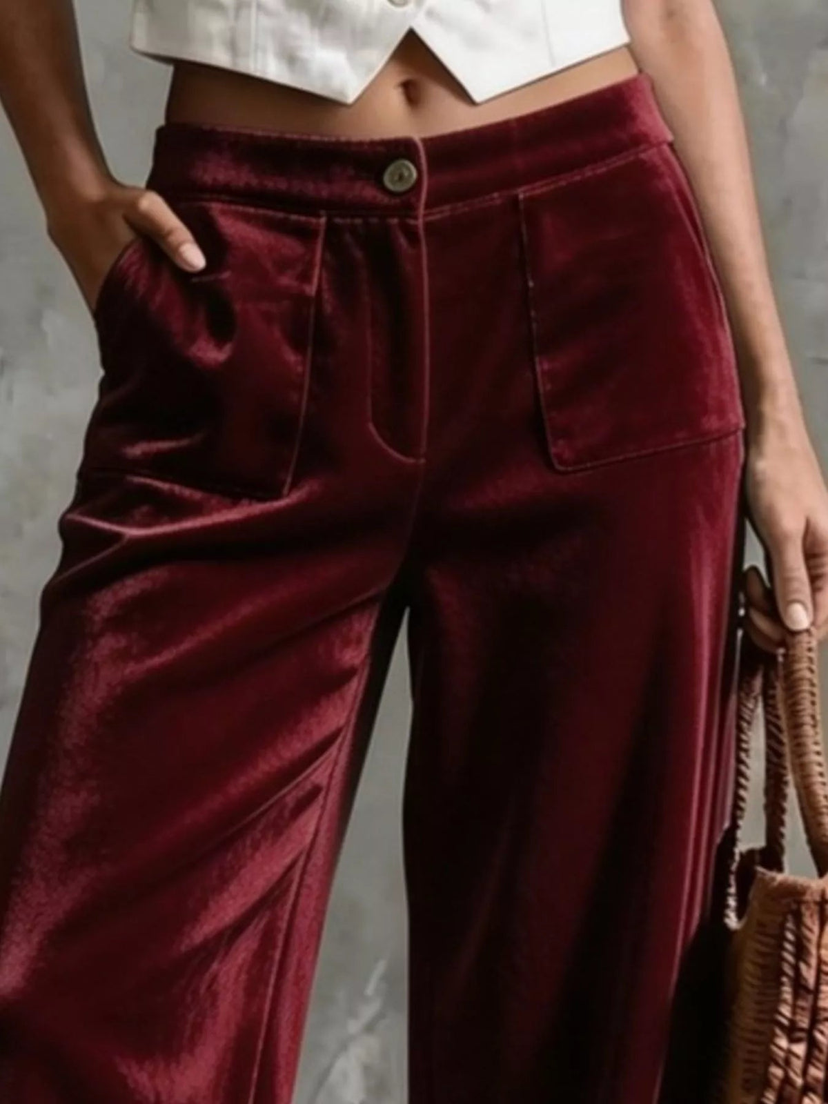 Women's Velvet Wide-Leg Pants