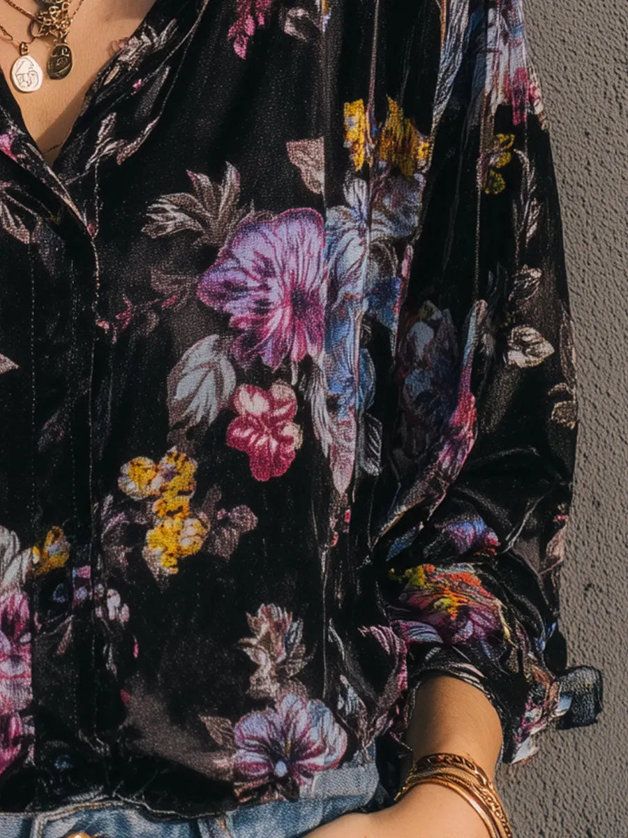 Retro Blouse in velvet, Unbeatable Price