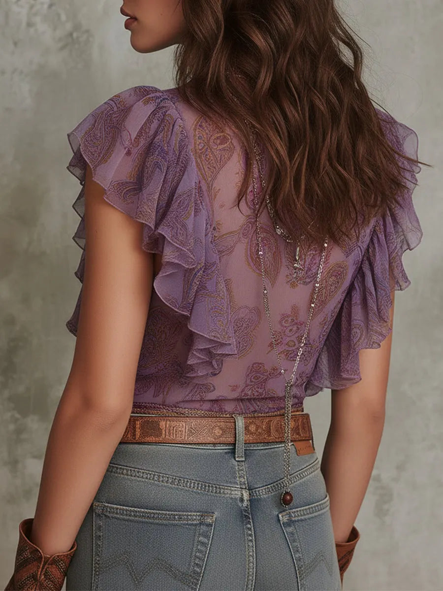 Bohemian Blouse in chiffon, Designer Aesthetic