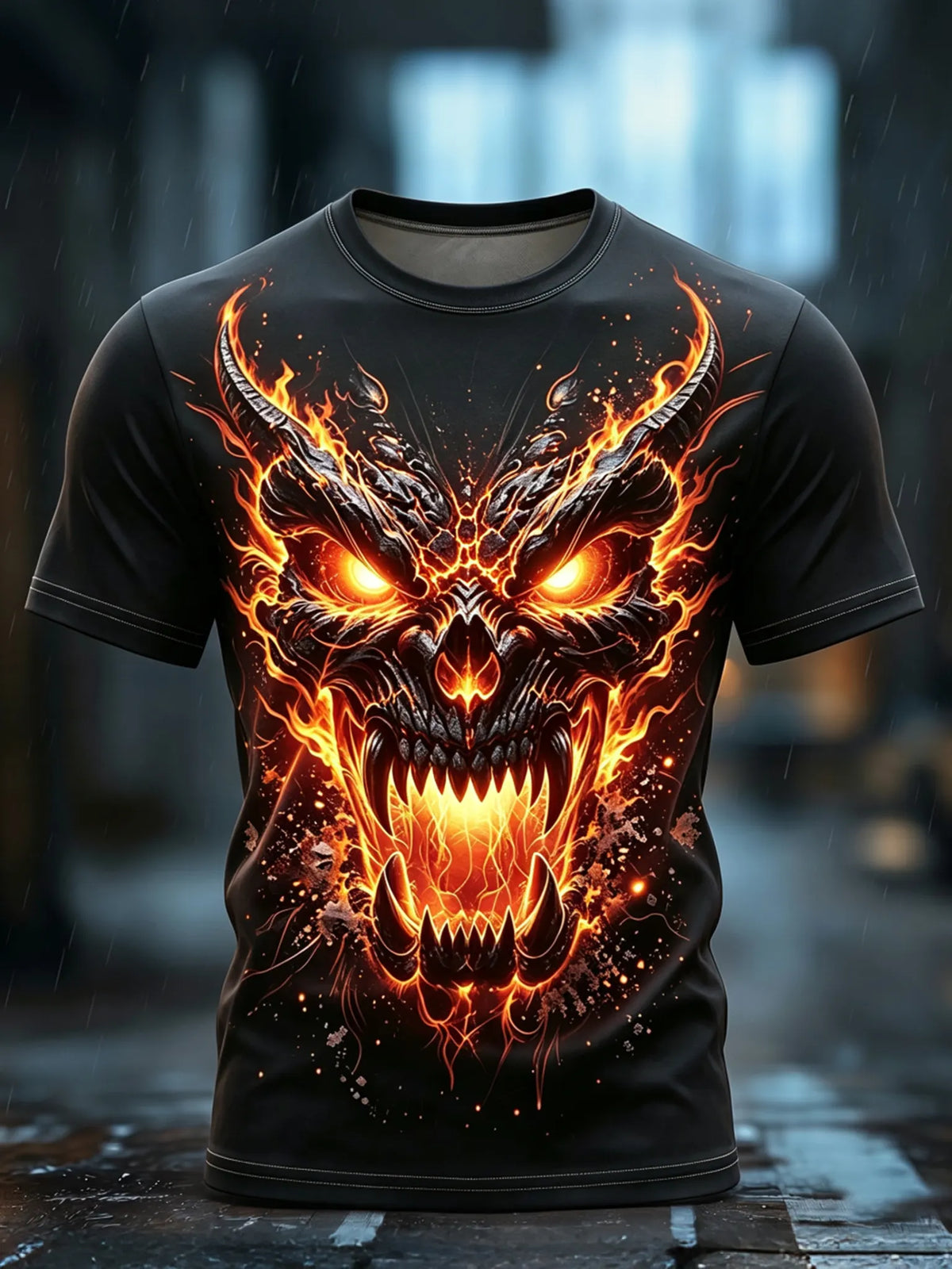 Men's Halloween Print Crew Neck Short Sleeve T-shirt