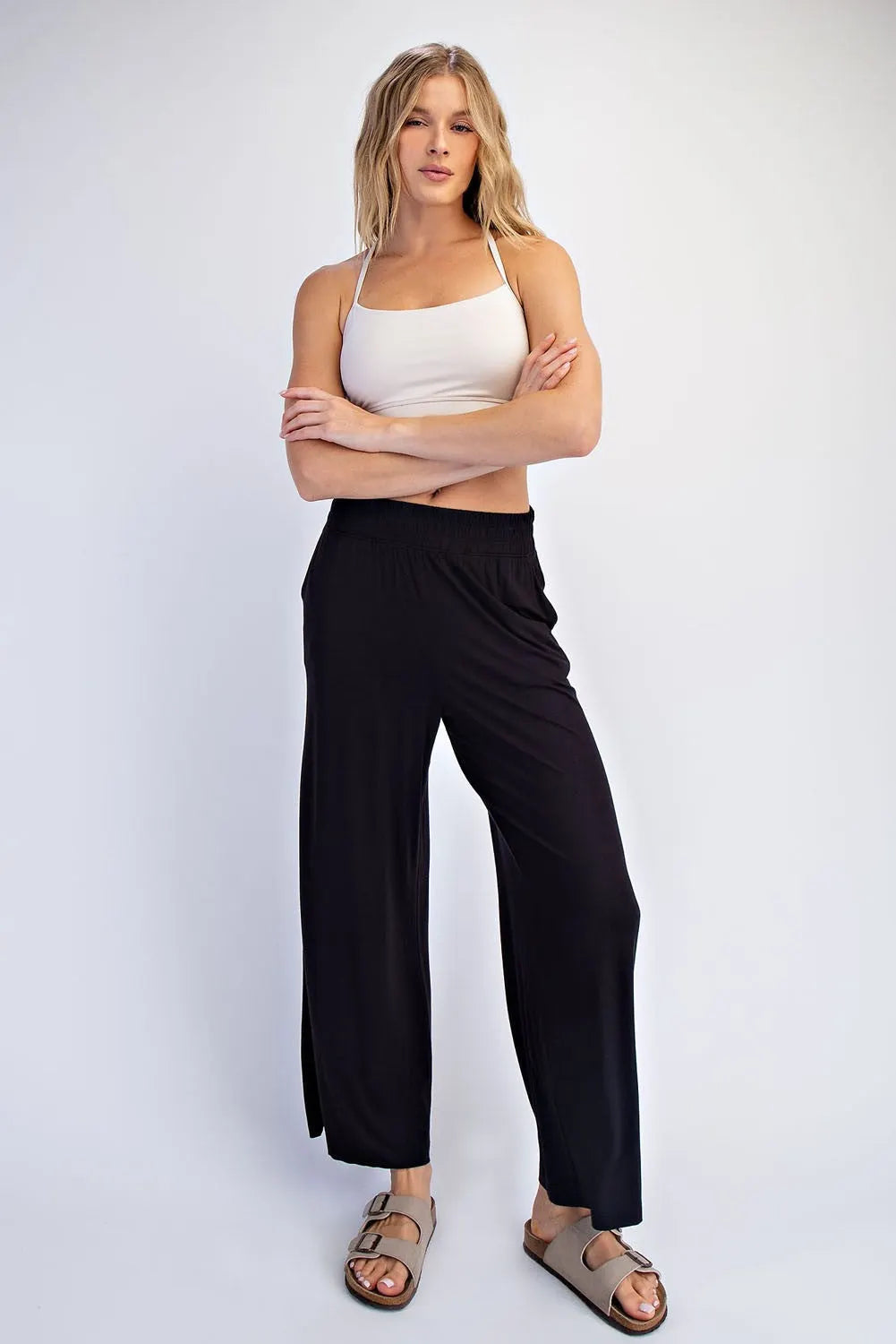 Black Ankle Wide Leg Maternity Pants