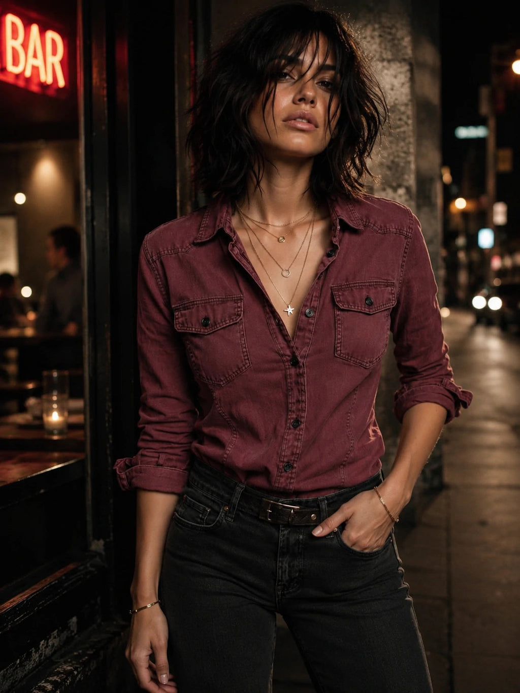 Retro Blouse in denim, Smart Price