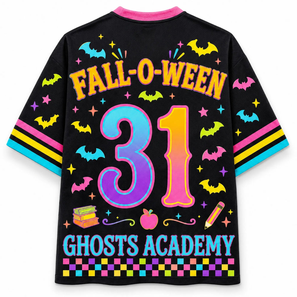 Chaotic Club Neon Fall-O-Ween Ghost School Halloween Mesh Jersey