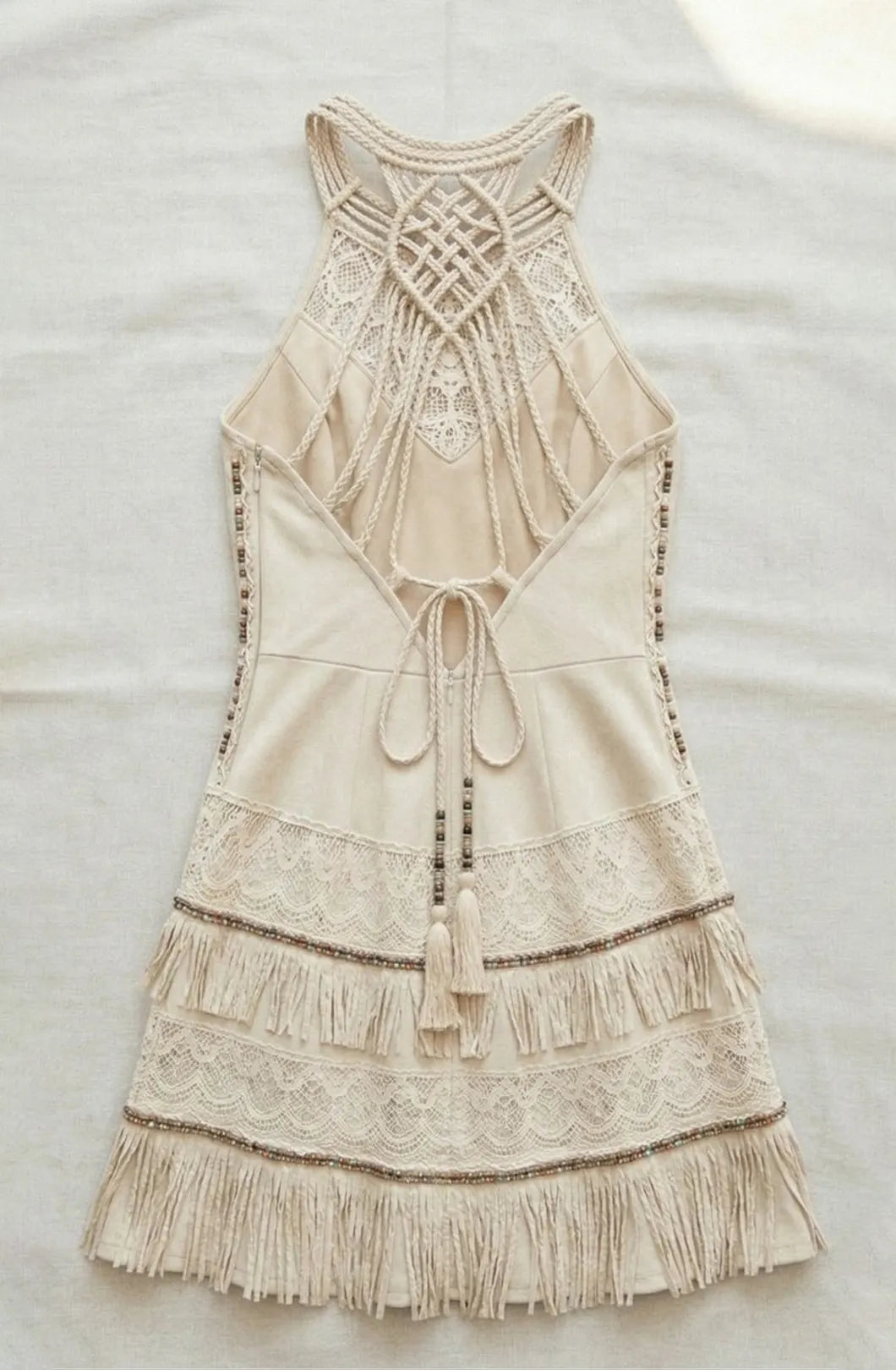 Cotton Boho Embroidered Lace Mini Dress