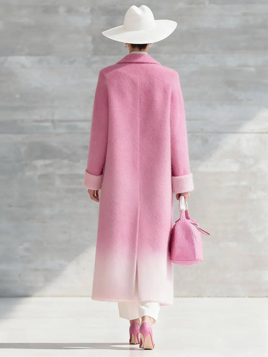 Urban Elegance Pink Gradient Long Coat