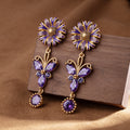 Zircon Butterfly Austrian Crystal Enamel Stud Earrings