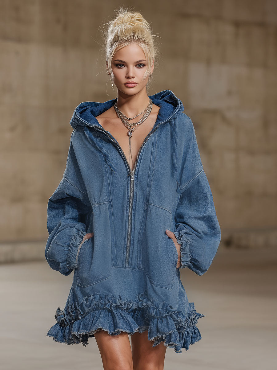 Chic Mini Dress in denim, Premium Look
