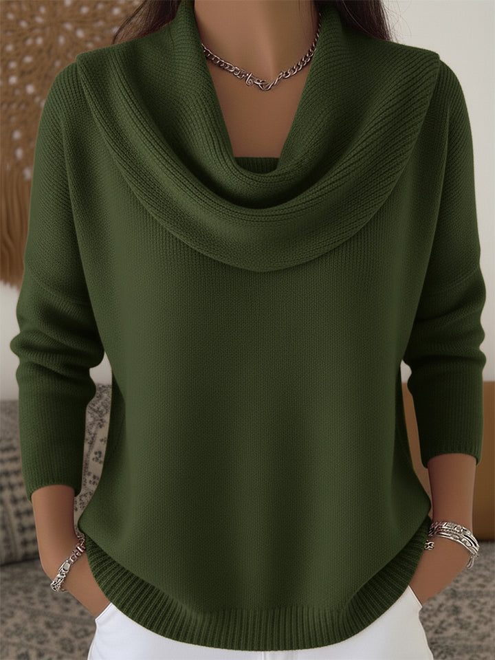 Women's Soft and Elegant Solid Color Ruffled Collar Sweater Top