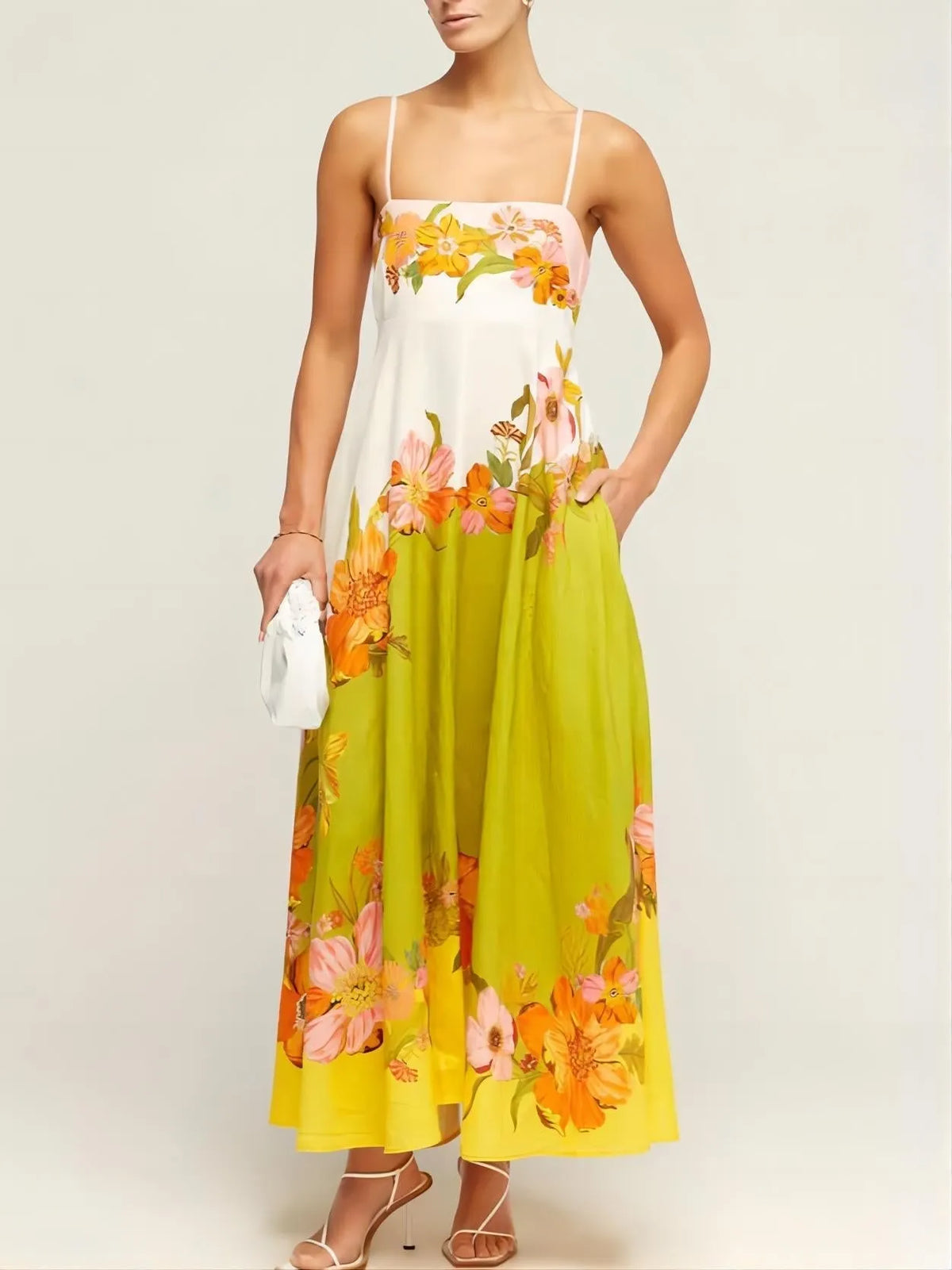 Sophisticated. Modern And Unique Print Strap Midi Dress