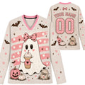 Chaotic Club Pink Bow Ghost Halloween Long Sleeve Jersey