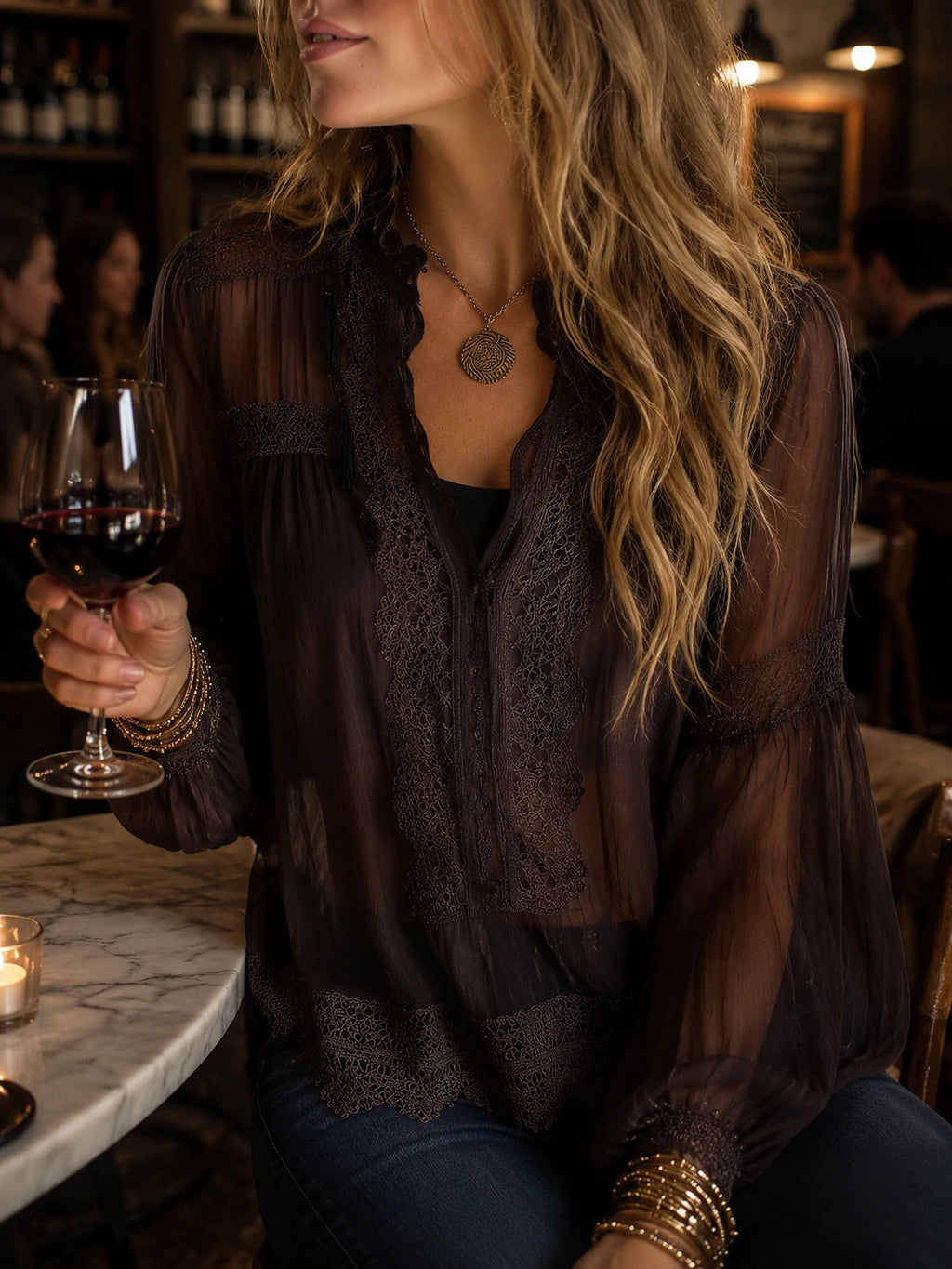 Bohemian Blouse in lace, Smart Price