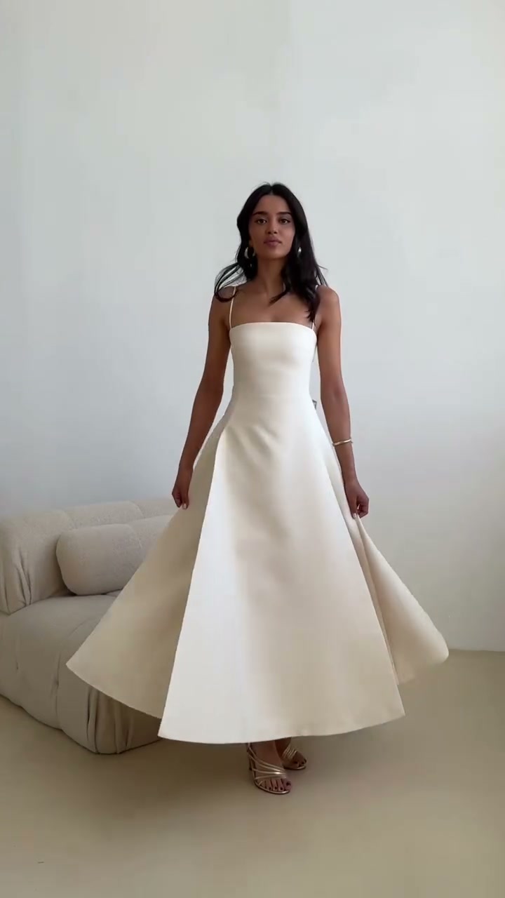 ivory-satin-midi-dress-spaghetti-strap-bow-back-a-line-dress