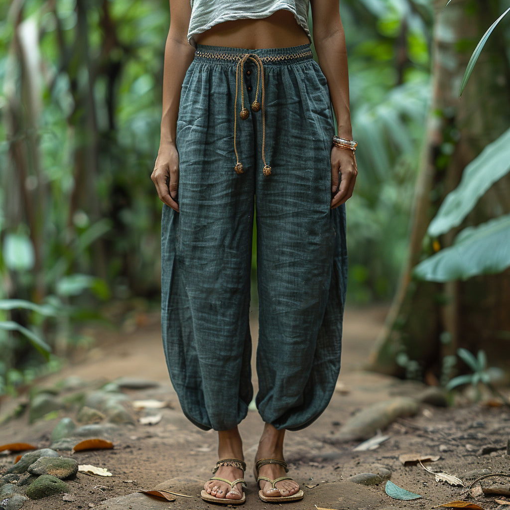 Linen Loose And Comfortable Gran  Pants Simple Linen Bloomers
