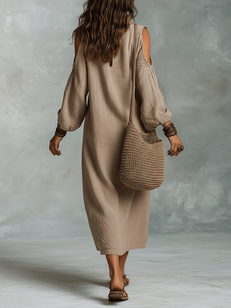 Midi Dress with linen – Premium Look