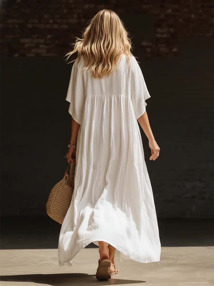 Chic Maxi Dress in linen, Designer Aesthetic