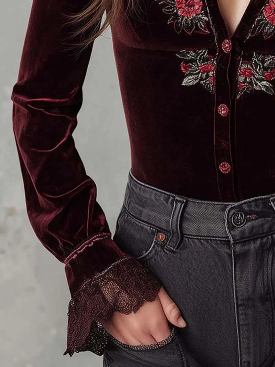Chic Shirt in velvet, Unbeatable Price