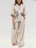 Sunshine Loose Printed Wide Leg Pants-Set