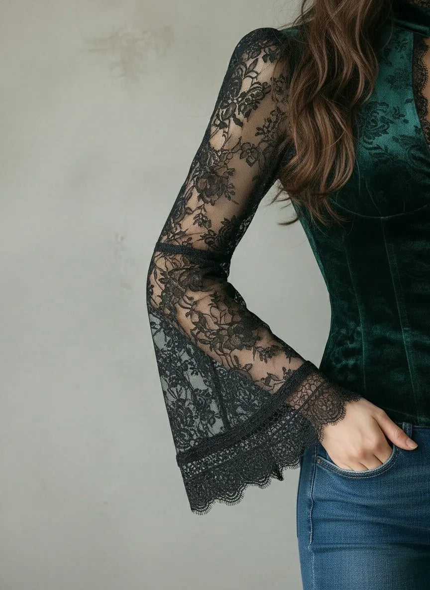 Blouse with velvet – Designer Aesthetic
