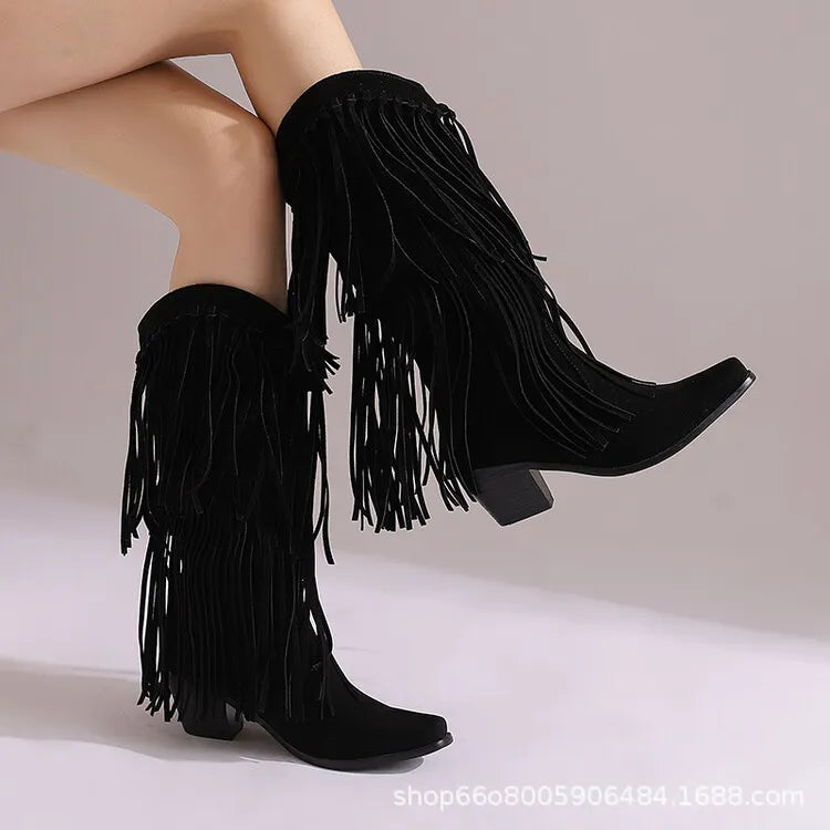 Women's Vintage Tassel Western Boots
