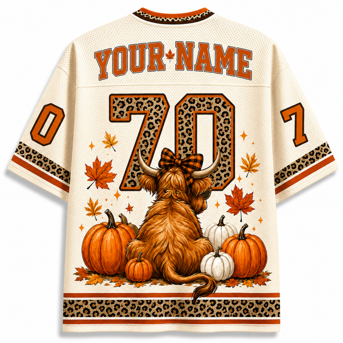 Chaotic Club Highland Cow Fall Bow Brushstroke Mesh Jersey